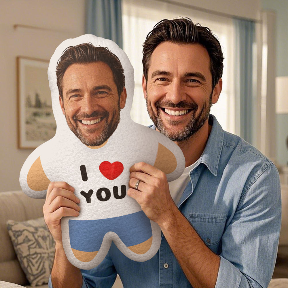 I LOVE YOU Minime Throw Pillow Custom Face Pillow Personalized Photo Pillow Gift for Dad On Father鈥檚 Day