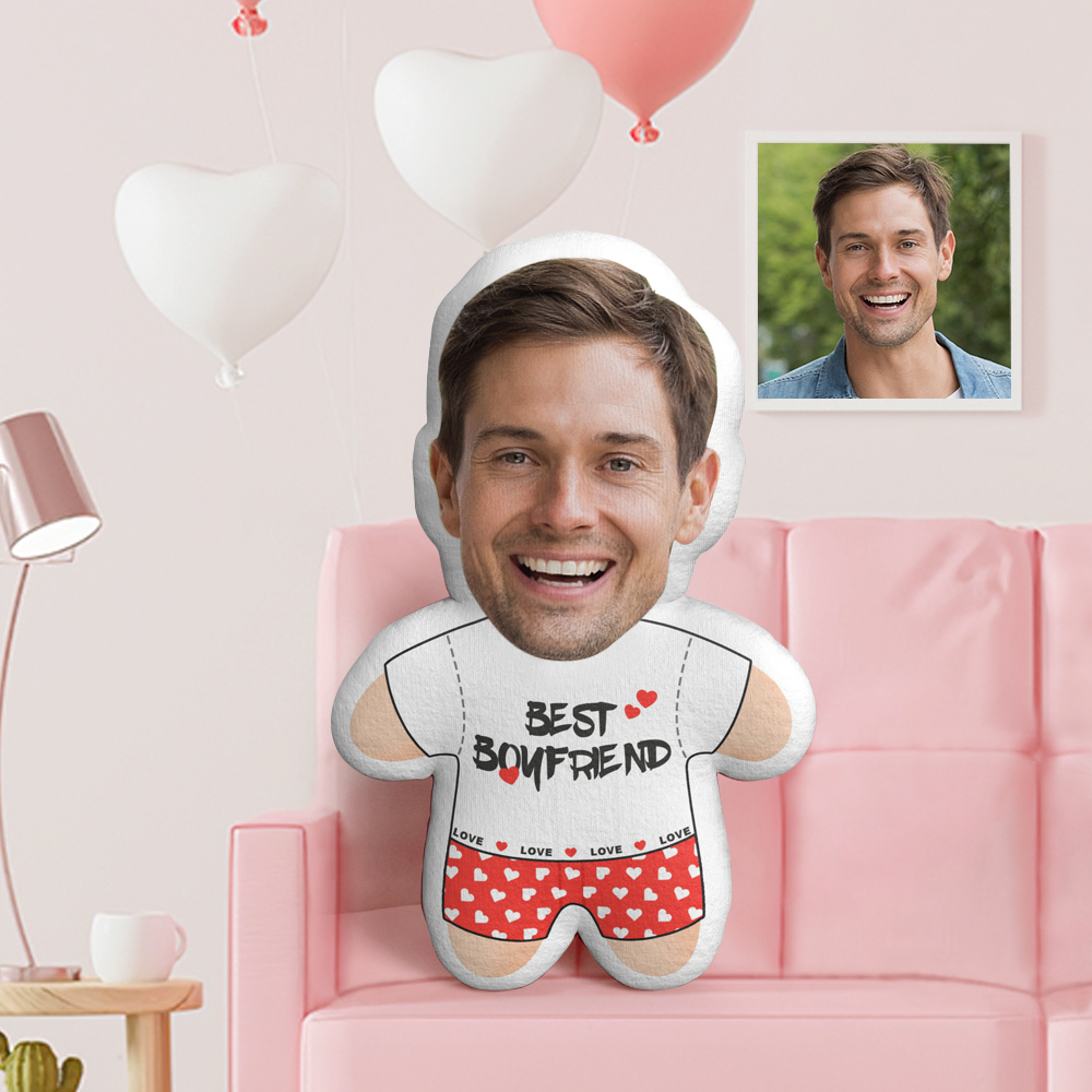 Best Boyfriend Minime Teddy Pillow Custom Face Stuffed Toy with Your Face Personalized Photo Minime Doll