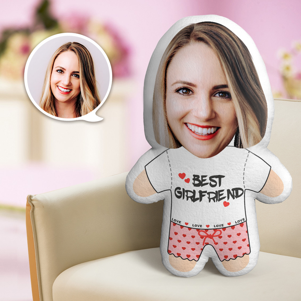 Best Girlfriend Minime Teddy Pillow Custom Face Personalized Photo Minime Doll
