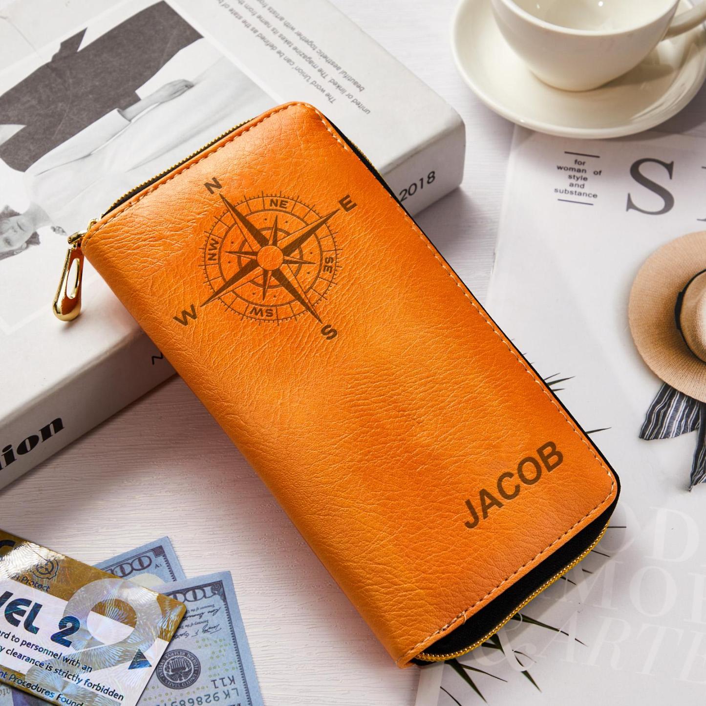 Custom Engraved Wallet Leather Passport Cover Travel Gifts for Man - Myphotowallet