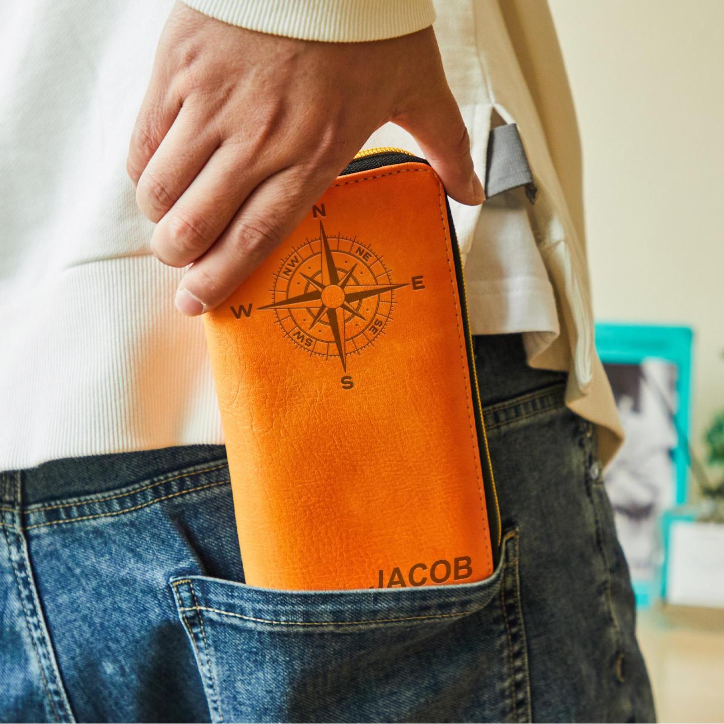 Custom Engraved Wallet Leather Passport Cover Travel Gifts for Man - Myphotowallet
