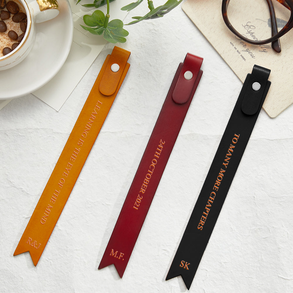 Gift for Him Personalized Leather Bookmark Custom Engraved Vintage Bookmark Anniversary Gift