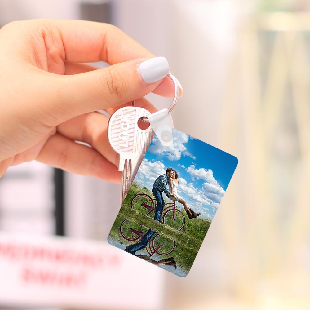 Custom Wooden Photo Keychain Square Shape