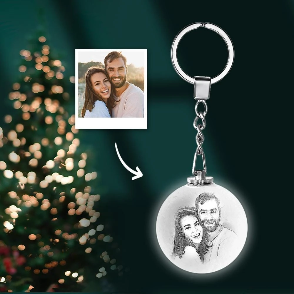 Custom Photo Keychain 3D Printed Moon Lamp Keychain