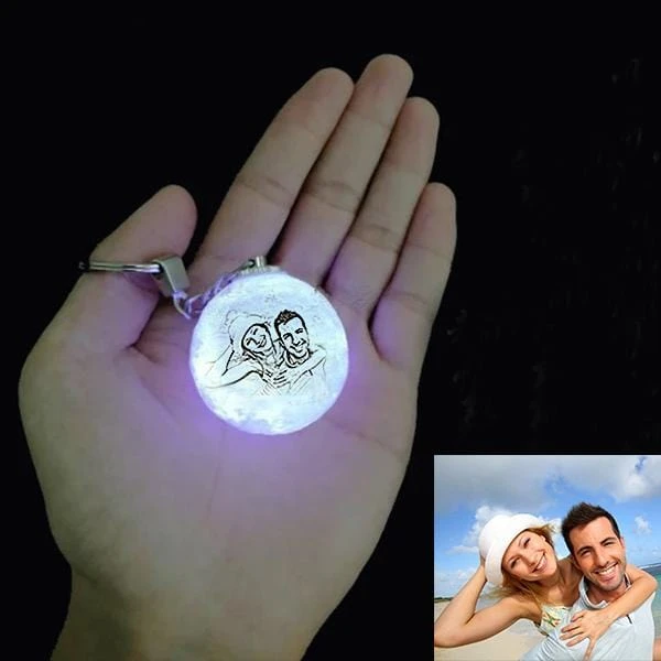 Custom Photo Keychain 3D Printed Moon Lamp Keychain