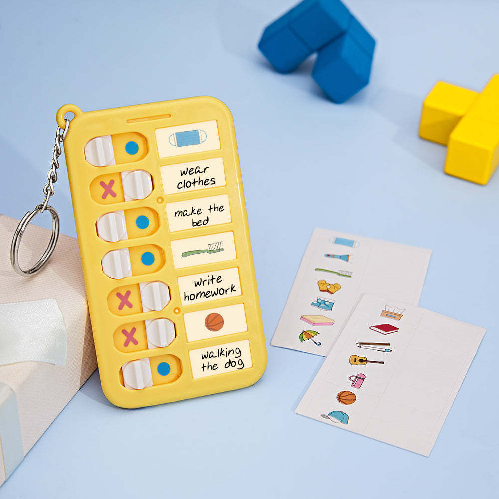 Custom Text Keychain Daily Routine Chart Gift for Children - Myphotowallet