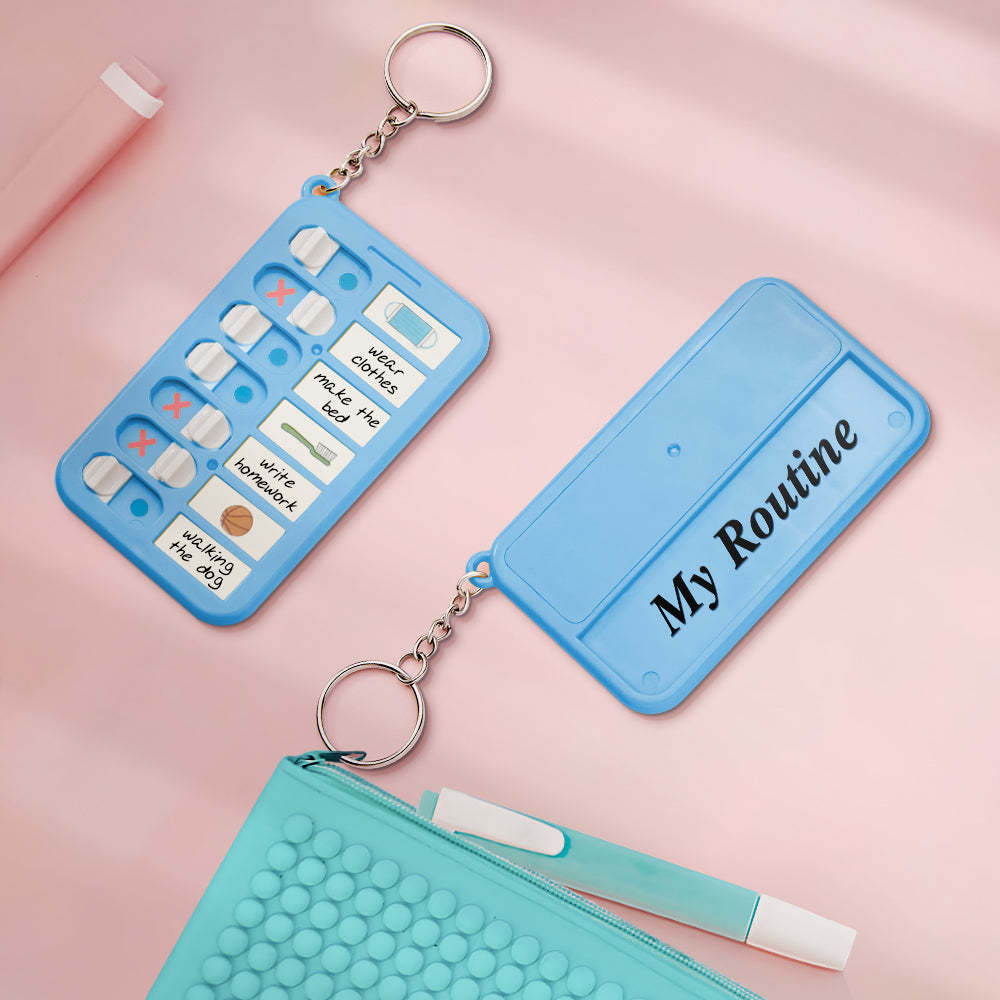 Custom Text Keychain Daily Routine Chart Gift for Children - Myphotowallet