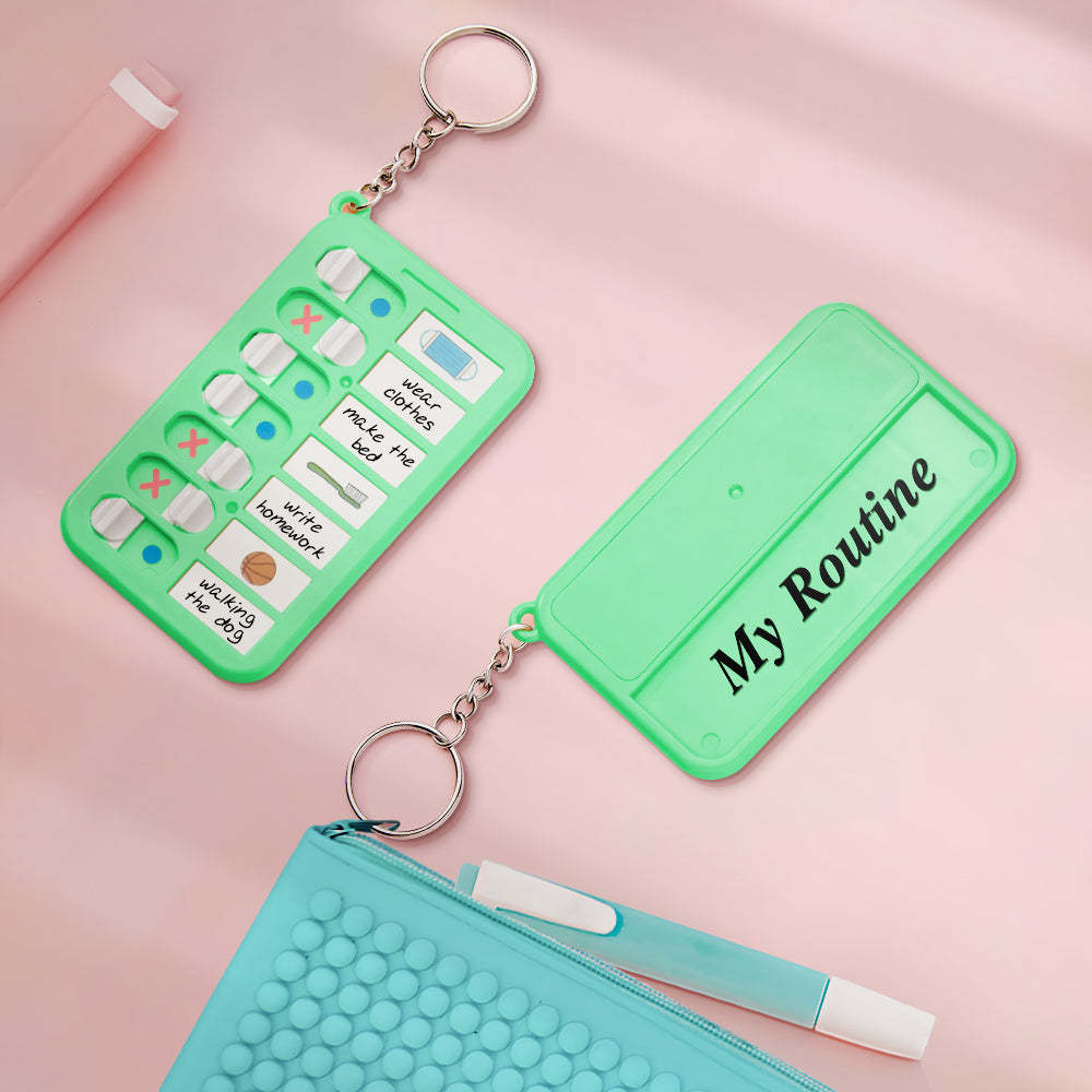 Custom Text Keychain Daily Routine Chart Gift for Children - Myphotowallet