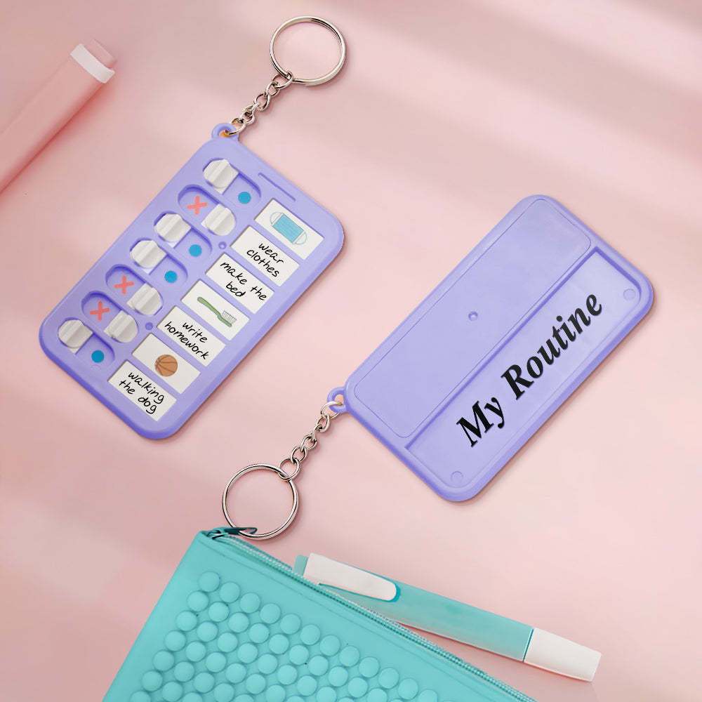 Custom Text Keychain Daily Routine Chart Gift for Children - Myphotowallet