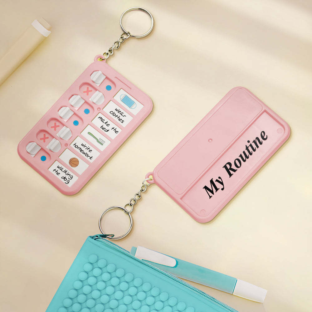 Custom Text Keychain Daily Routine Chart Gift for Children - Myphotowallet