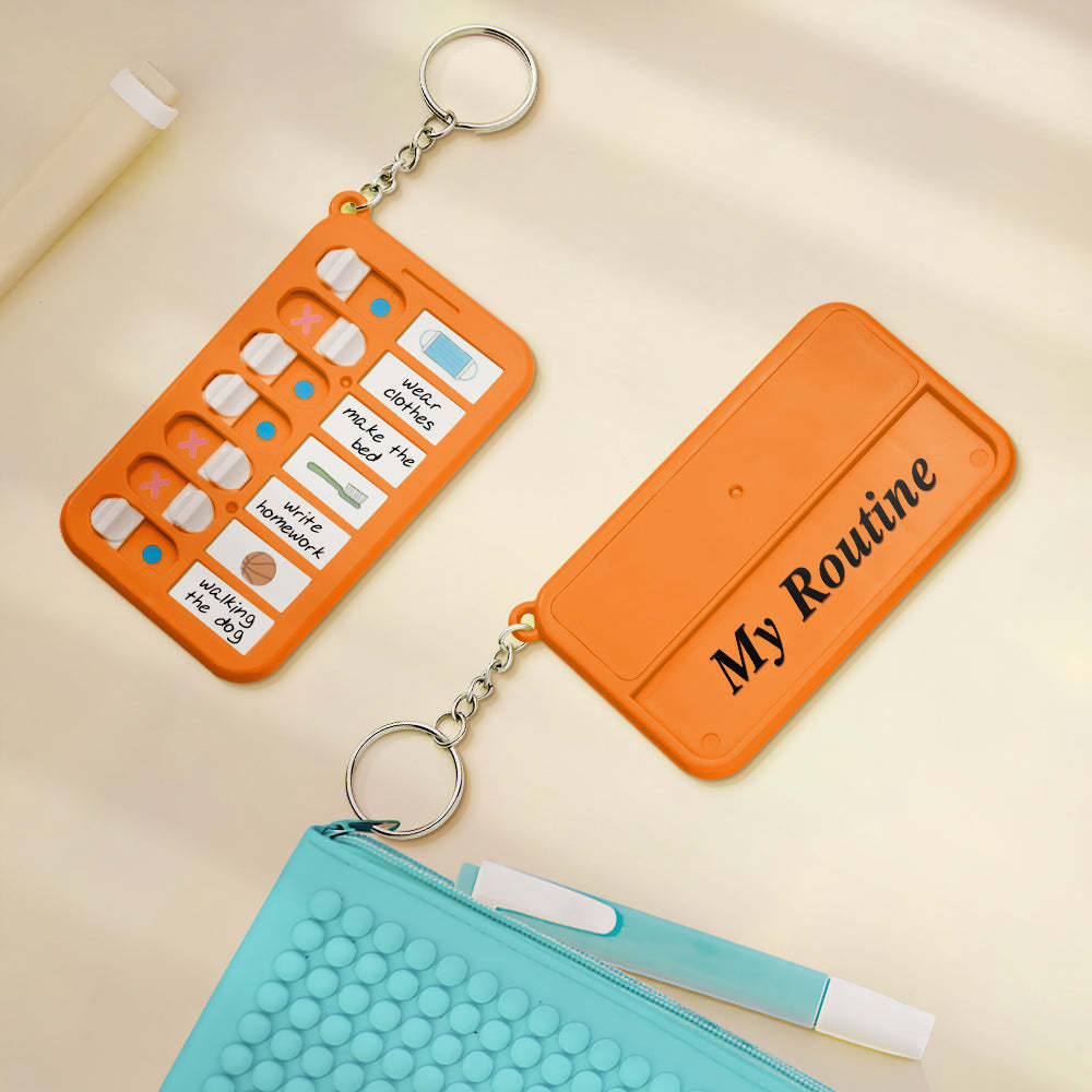 Custom Text Keychain Daily Routine Chart Gift for Children - Myphotowallet