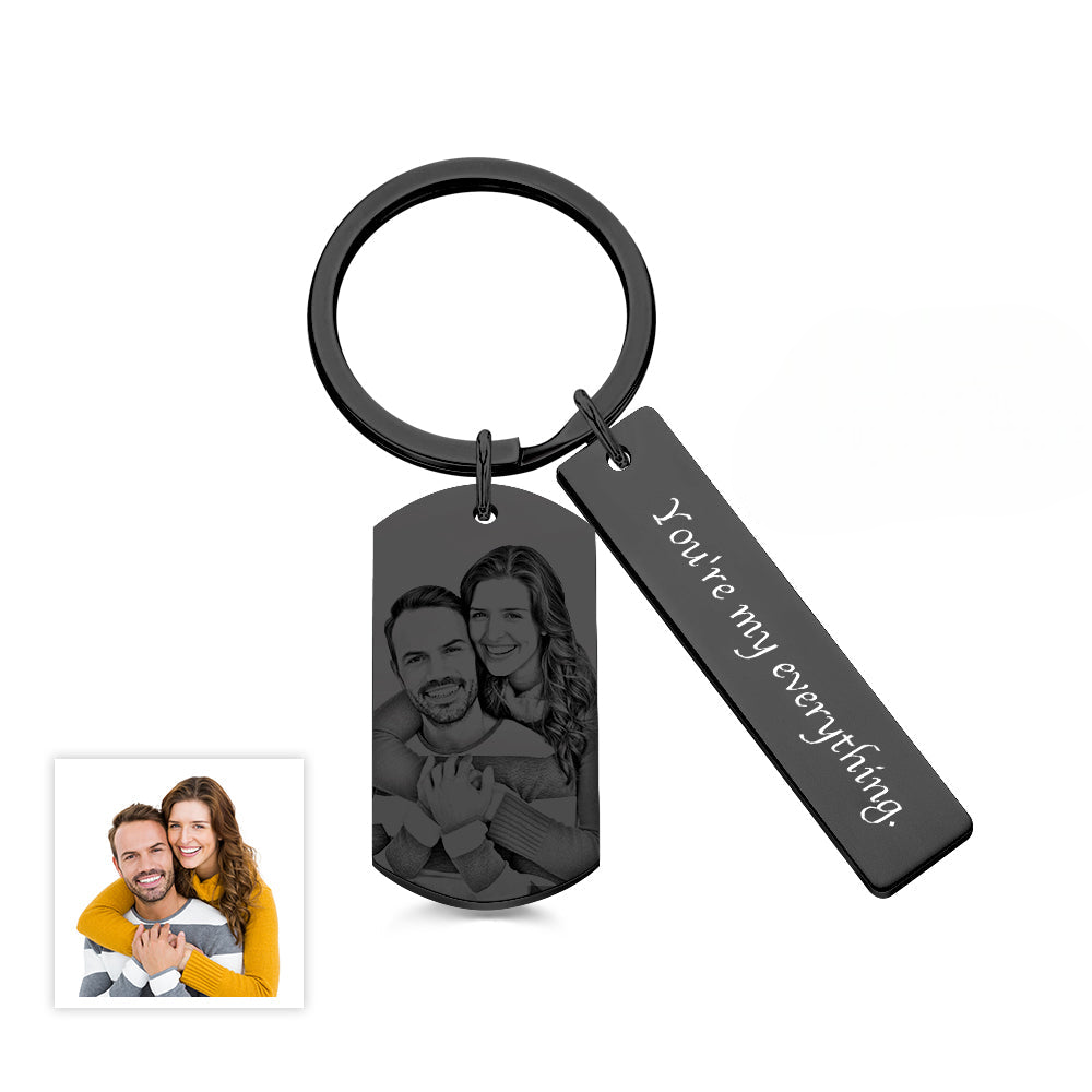 Personalized Photo Keychain With Text Unique Engraved Keychain Gifts For Couples