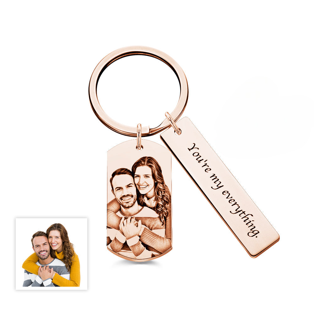 Personalized Photo Keychain With Text Unique Engraved Keychain Gifts For Couples