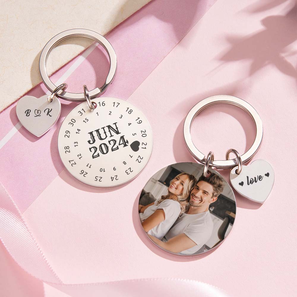 Personalized Calendar Keychain Date Keychain Significant Date Marker Best Anniversary Gift Valentine's Day Gifts For Couples - Myphotowallet