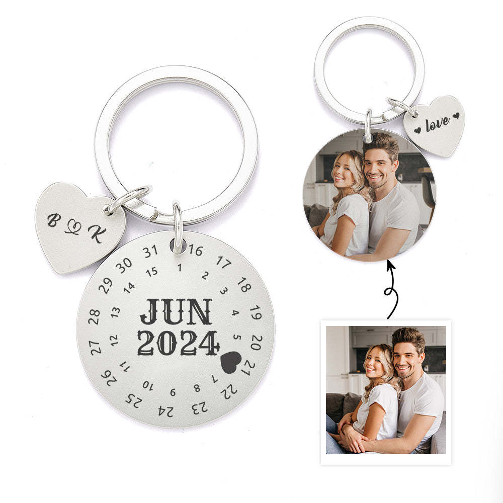 Personalized Calendar Keychain Date Keychain Significant Date Marker Best Anniversary Gift Valentine's Day Gifts For Couples - Myphotowallet