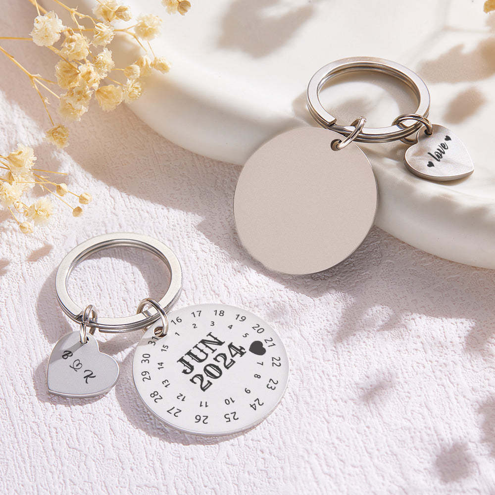 Personalized Calendar Keychain Date Keychain Significant Date Marker Best Anniversary Gift Valentine's Day Gifts For Couples - Myphotowallet