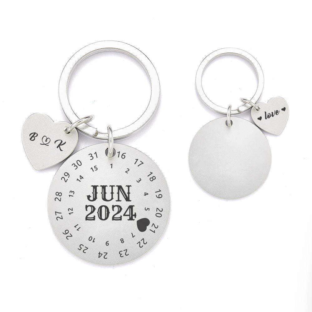 Personalized Calendar Keychain Date Keychain Significant Date Marker Best Anniversary Gift Valentine's Day Gifts For Couples - Myphotowallet