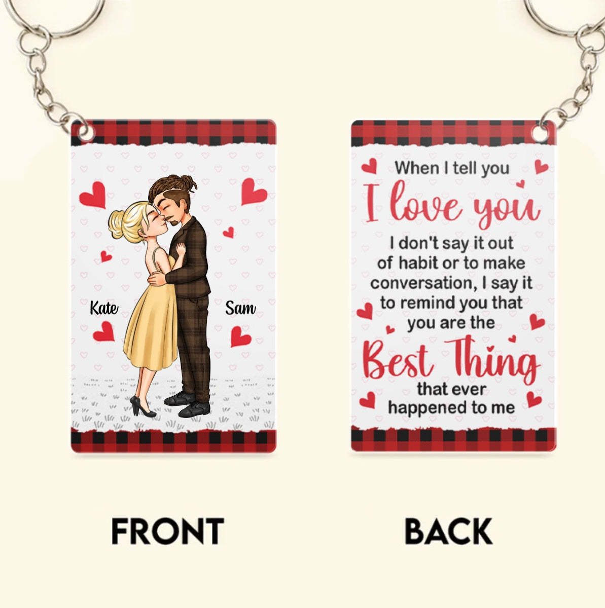 Personalized Acrylic Keychain Couple Cartoon Image Keyring Valentine's