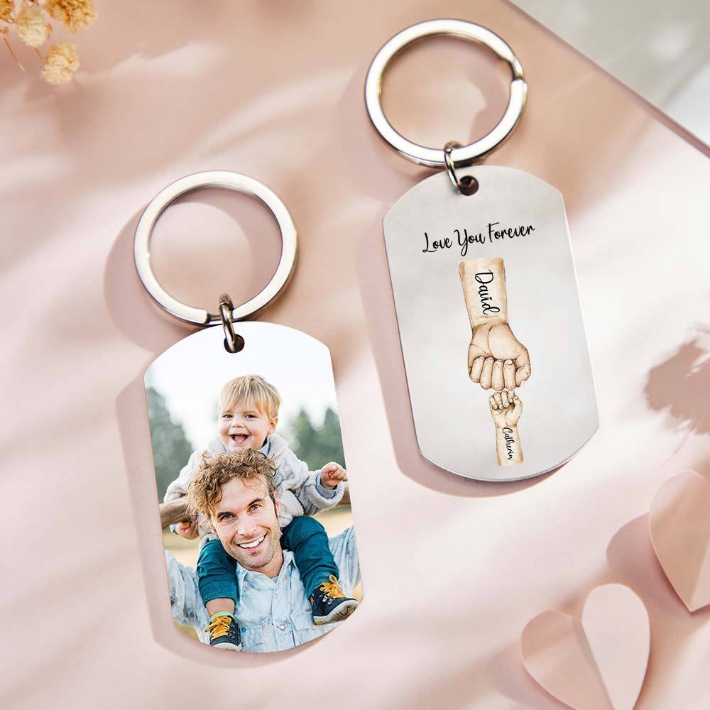 Custom Bump Keychain Best Dad Ever Keychain Photo Keyring Fathers Day Gift
