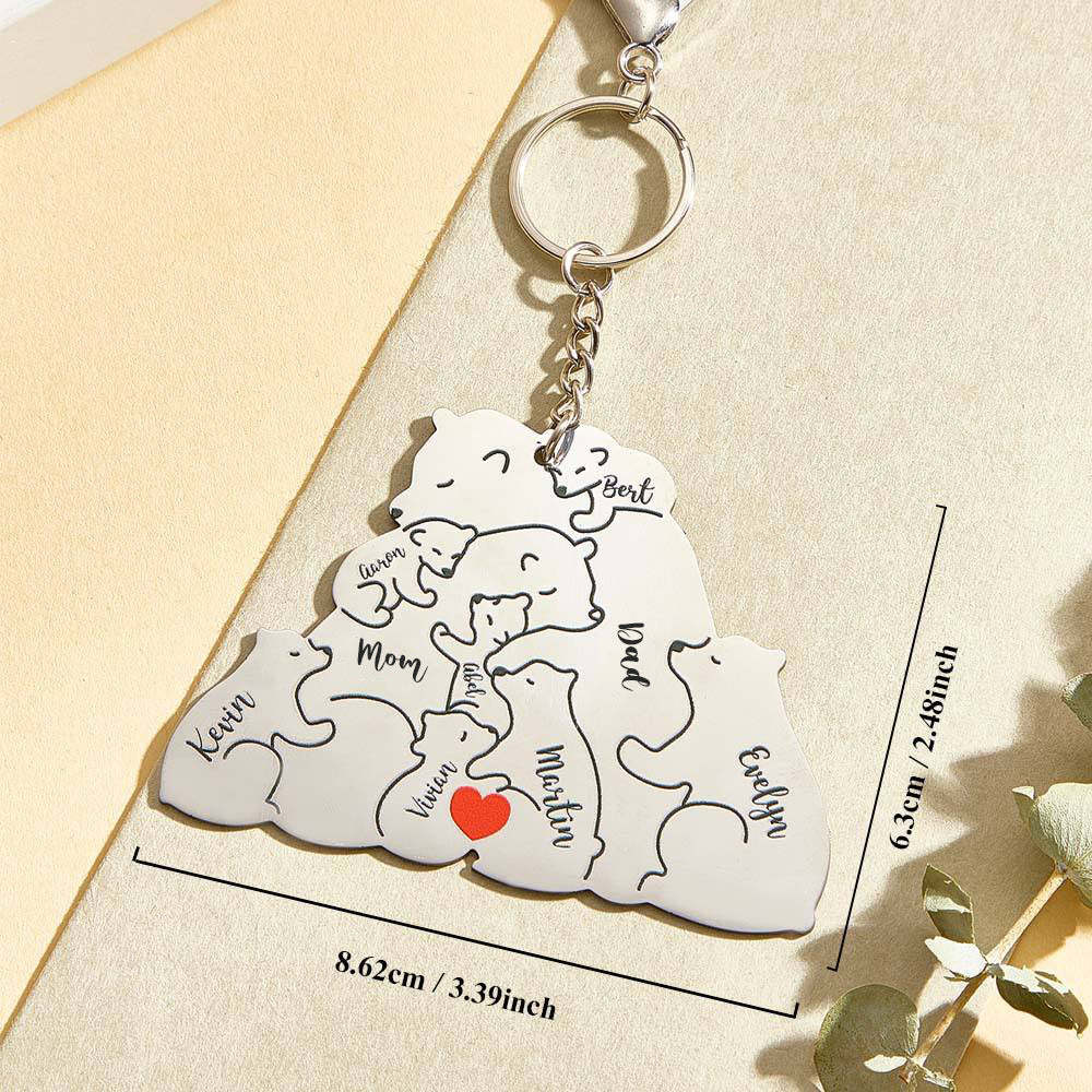 Personalized Engraved Papa Mama Bear Keychain Family Keepsake Gift for Dad Mom -  - myphotowallet