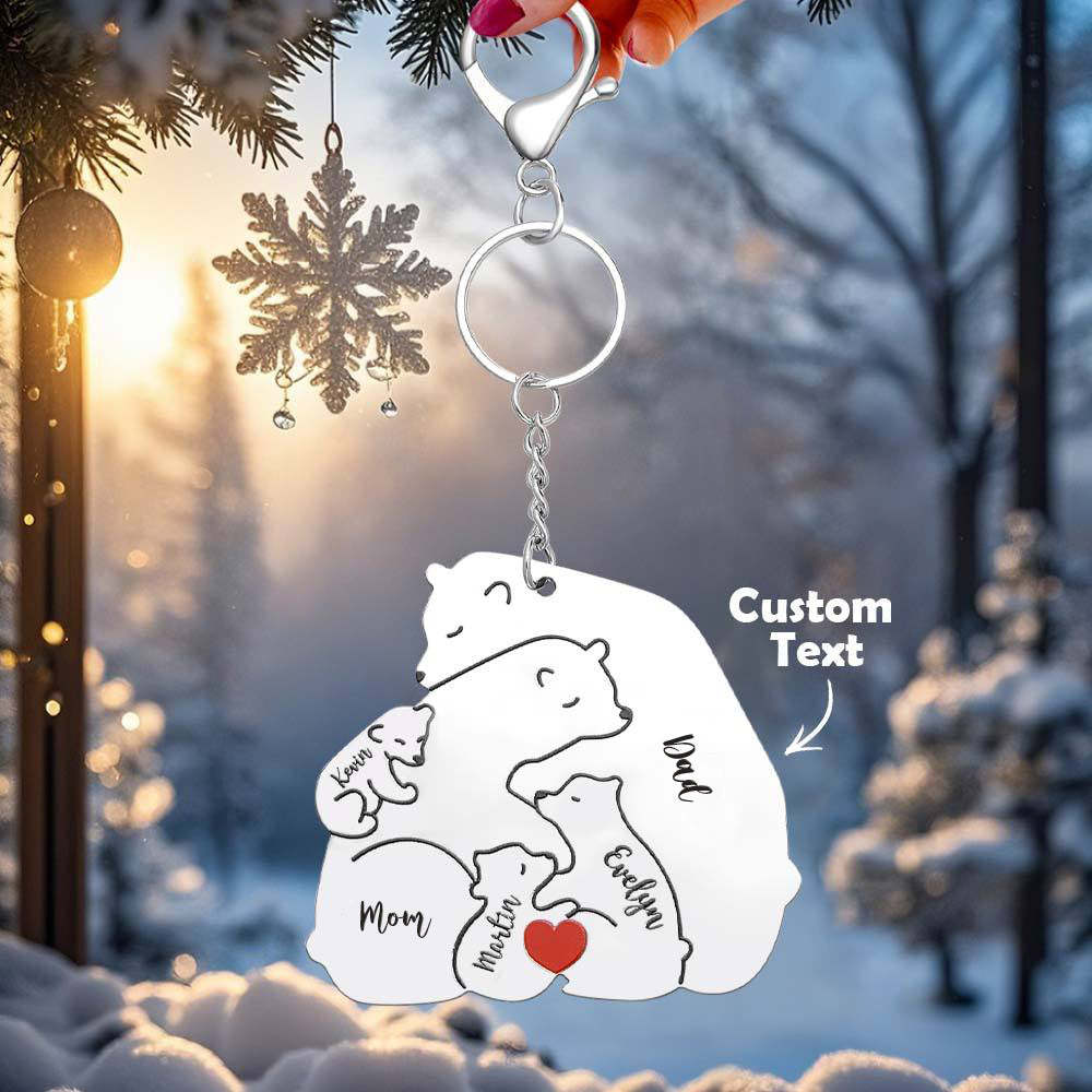 Personalized Engraved Papa Mama Bear Keychain Family Keepsake Gift for Dad Mom -  - myphotowallet