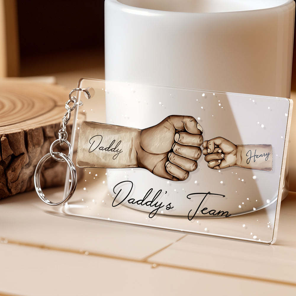 Custom Acrylic Keychain Personalized Daddy's Team Fist Bump Father's Day Gifts