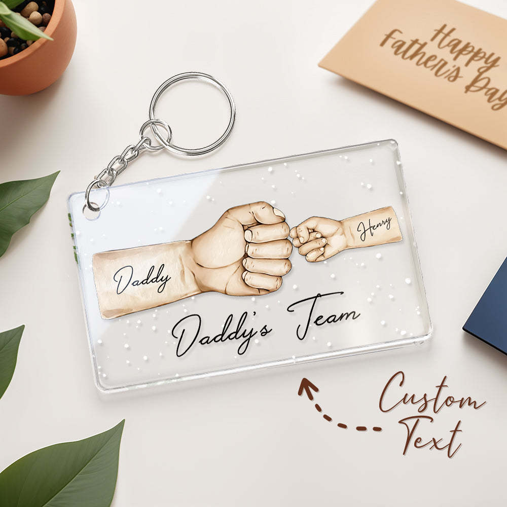 Custom Acrylic Keychain Personalized Daddy's Team Fist Bump Father's Day Gifts