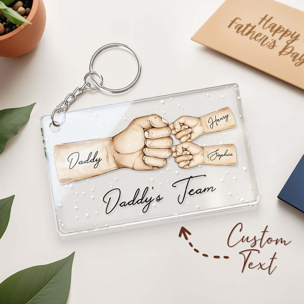 Custom Acrylic Keychain Personalized Daddy's Team Fist Bump Father's Day Gifts
