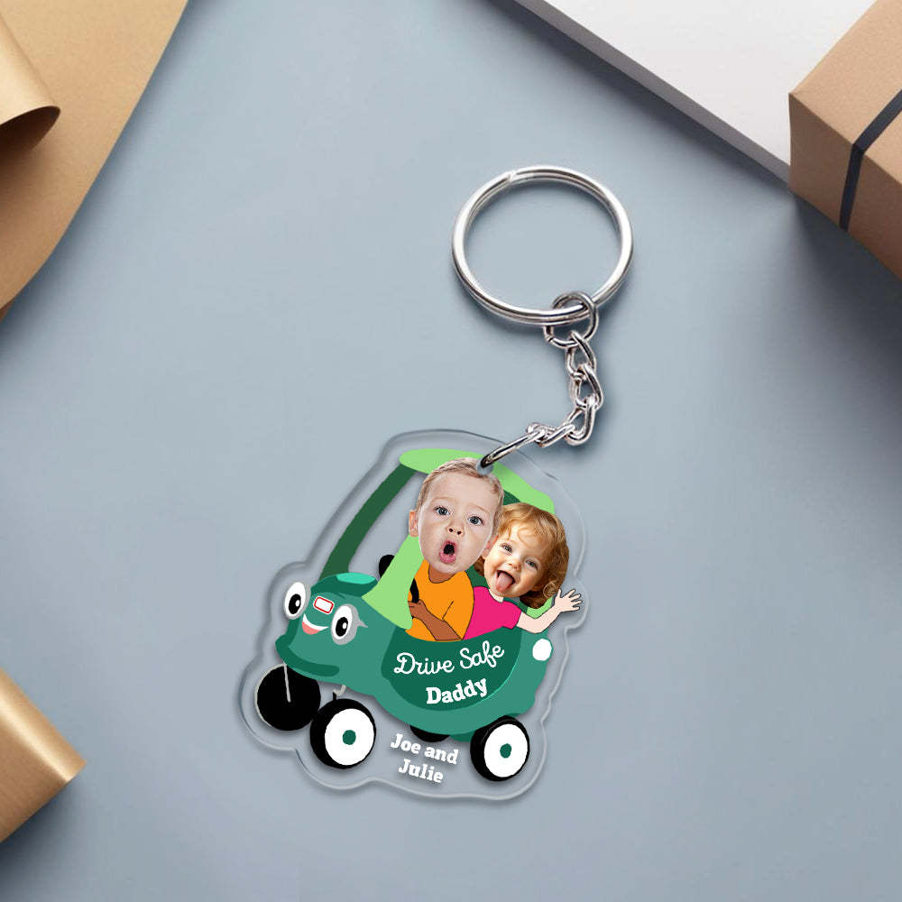 Gifts for Dad Personalized Face Acrylic Keychain Drive Safe Daddy