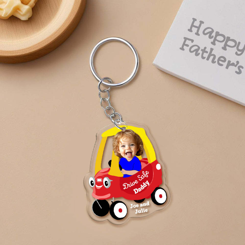 Gifts for Dad Personalized Face Acrylic Keychain Drive Safe Daddy