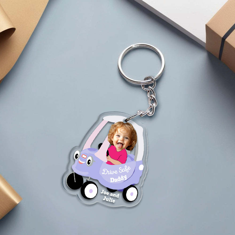 Gifts for Dad Personalized Face Acrylic Keychain Drive Safe Daddy