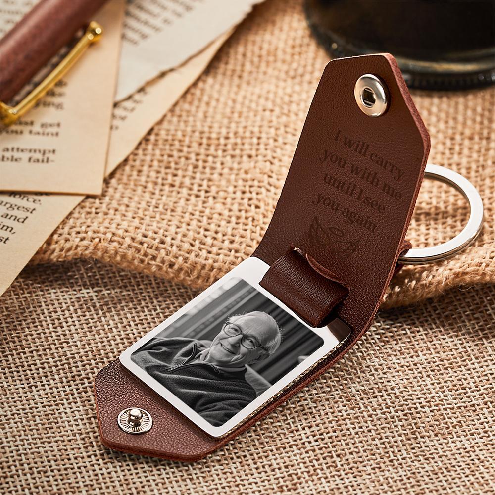 I Will Carry You With Me Personalized Leather Keychain