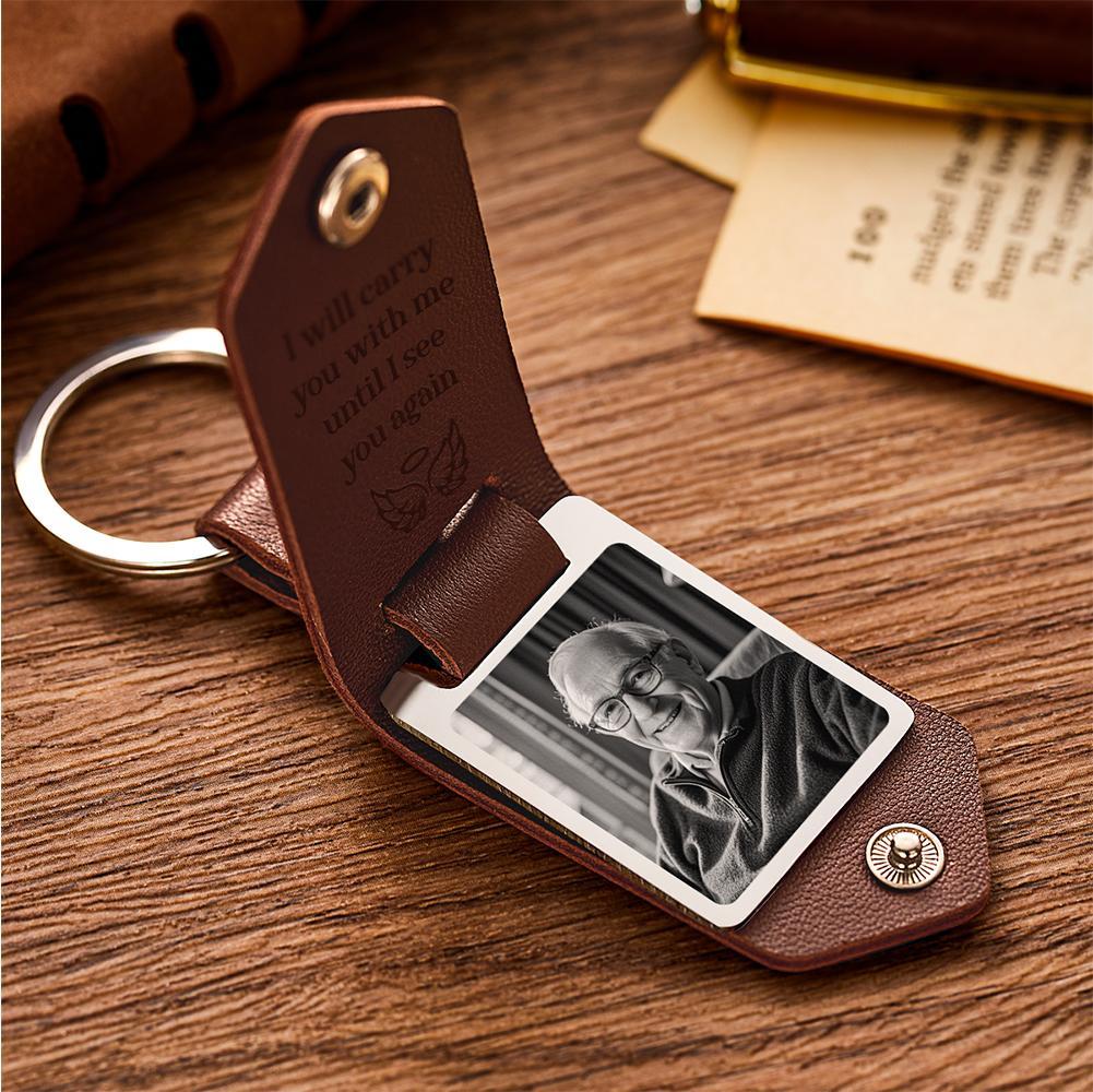 I Will Carry You With Me Personalized Leather Keychain
