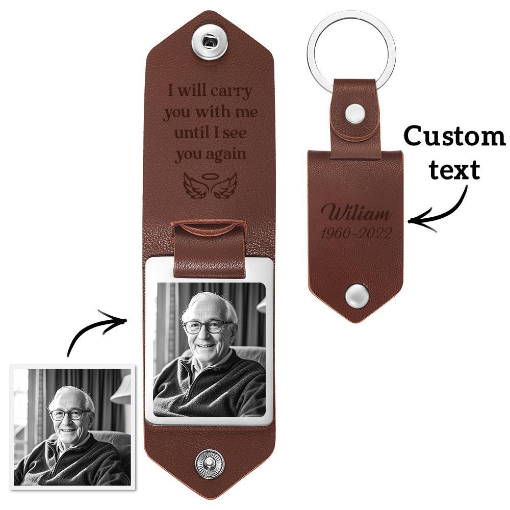 I Will Carry You With Me Personalized Leather Keychain