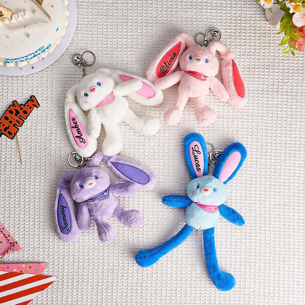 Personalized Name Pull-up Rabbit Plush Toy Keychain Birthday Gifts for Kids