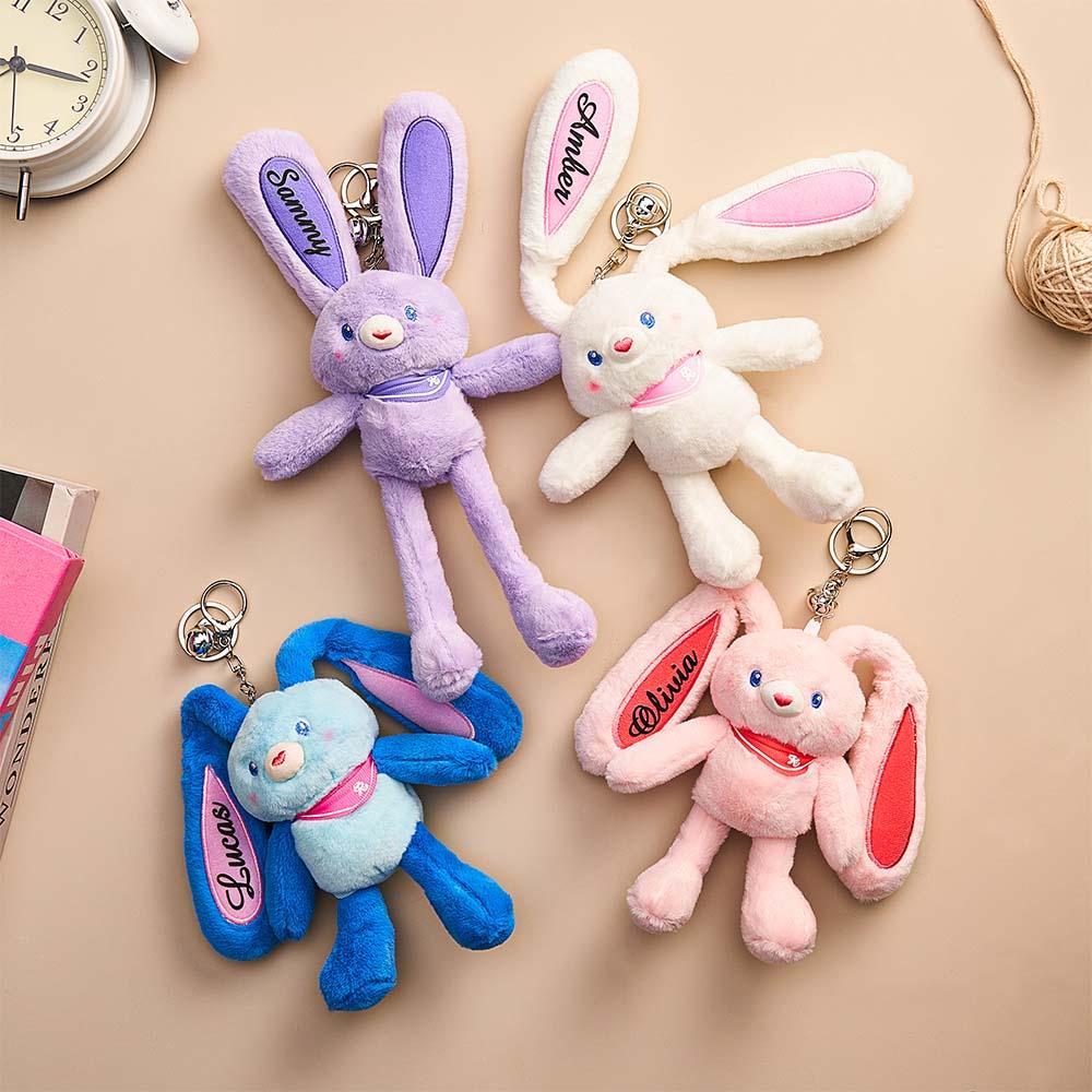 Personalized Name Pull-up Rabbit Plush Toy Keychain Birthday Gifts for Kids
