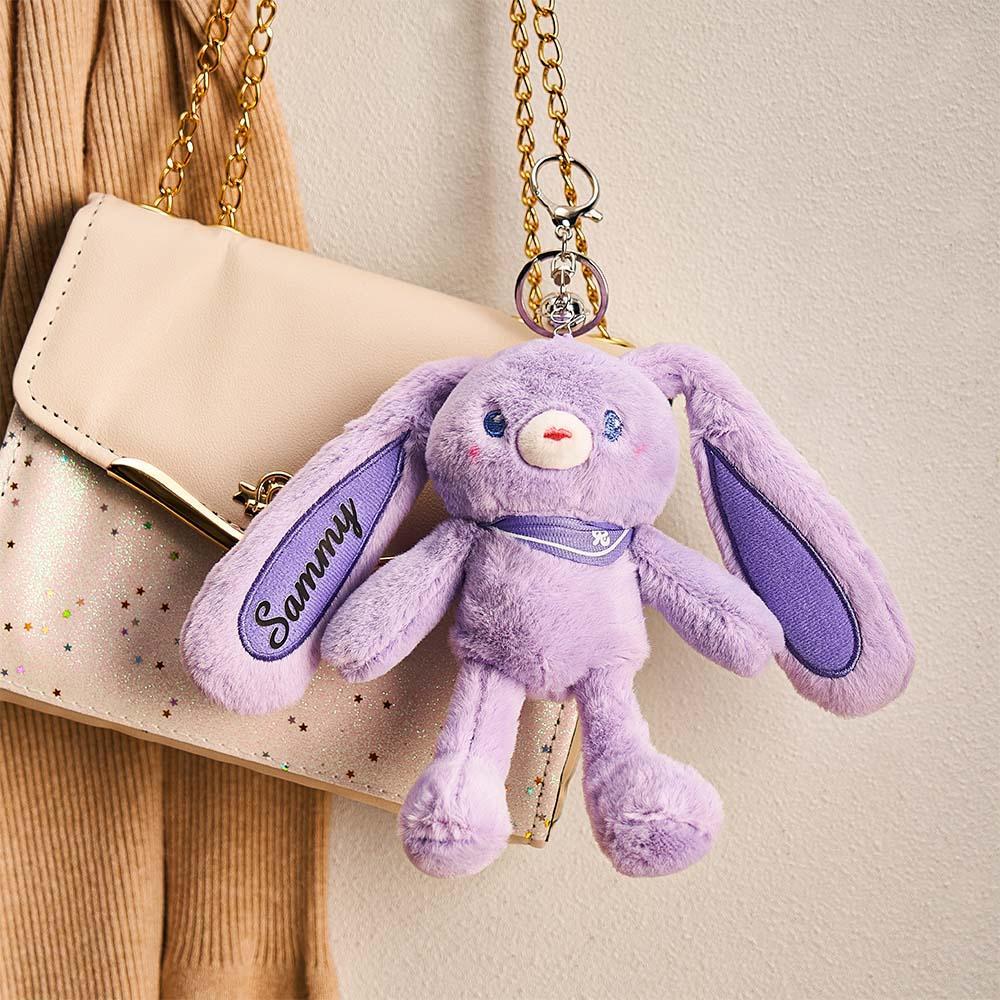 Personalized Name Pull-up Rabbit Plush Toy Keychain Birthday Gifts for Kids