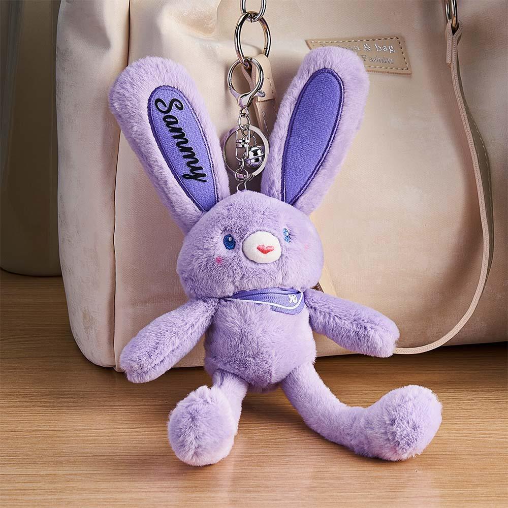 Personalized Name Pull-up Rabbit Plush Toy Keychain Birthday Gifts for Kids