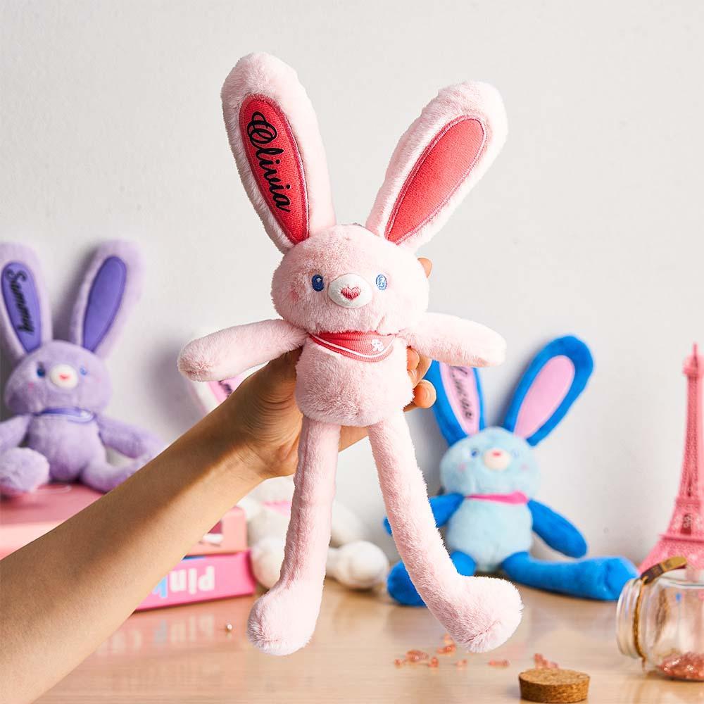 Personalized Name Pull-up Rabbit Plush Toy Keychain Birthday Gifts for Kids