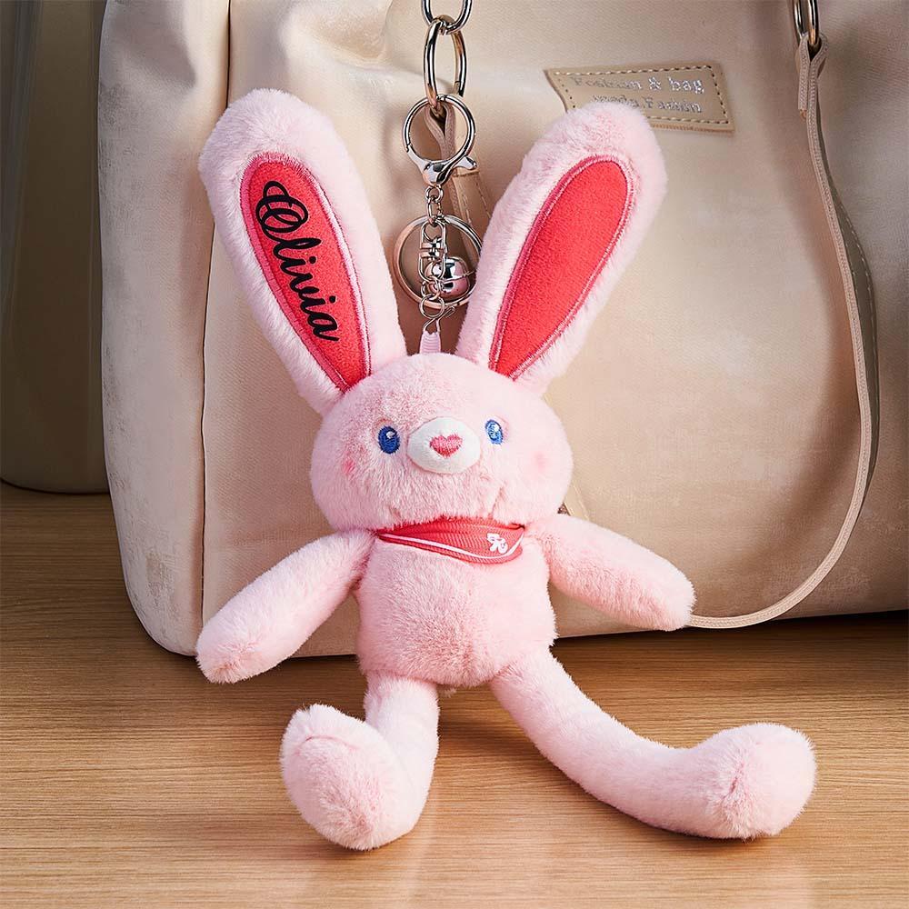 Personalized Name Pull-up Rabbit Plush Toy Keychain Birthday Gifts for Kids