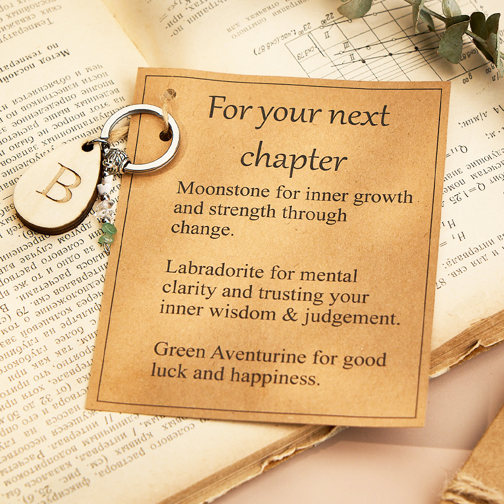 Personalized New CHAPTER. Crystal Gifts for Next Chapter Keychains Crystals for New Job / New School / Graduation / New Home / Custom Keyrings