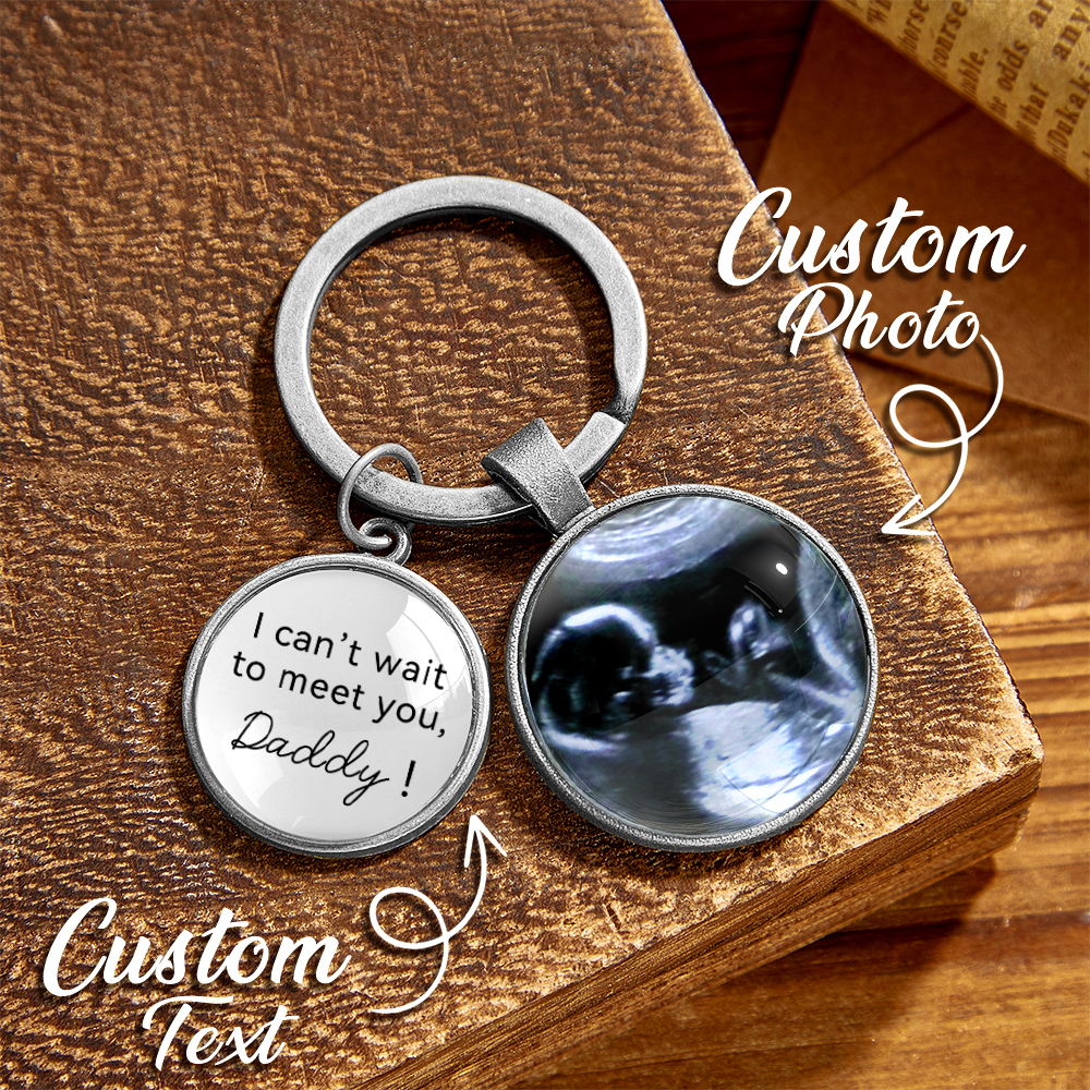 Personalized Ultrasound Photo Keychain, Pregnancy Gifts, Custom Daddy