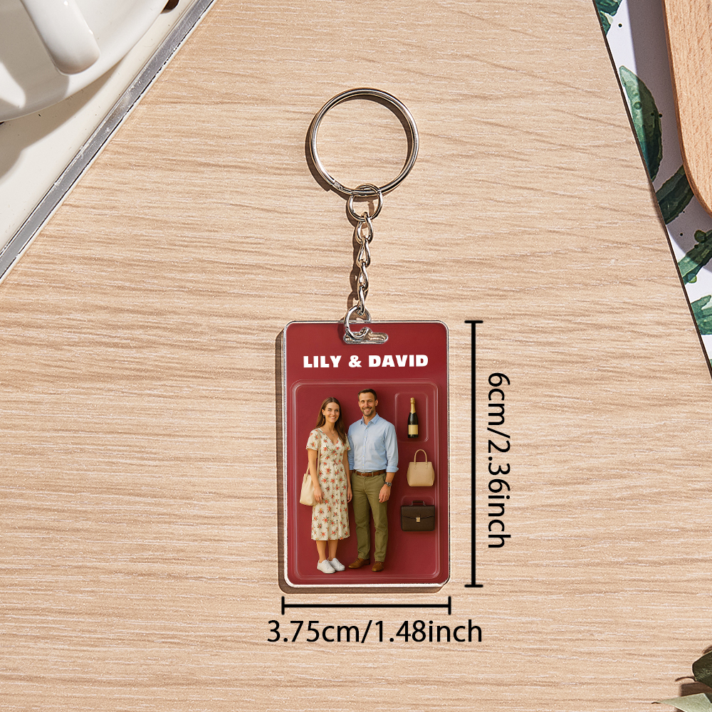 Custom Acrylic Keychains Personalized Couple Keyrings Sweet Anniversary Gift for Mr & Mrs' Matching Set - 