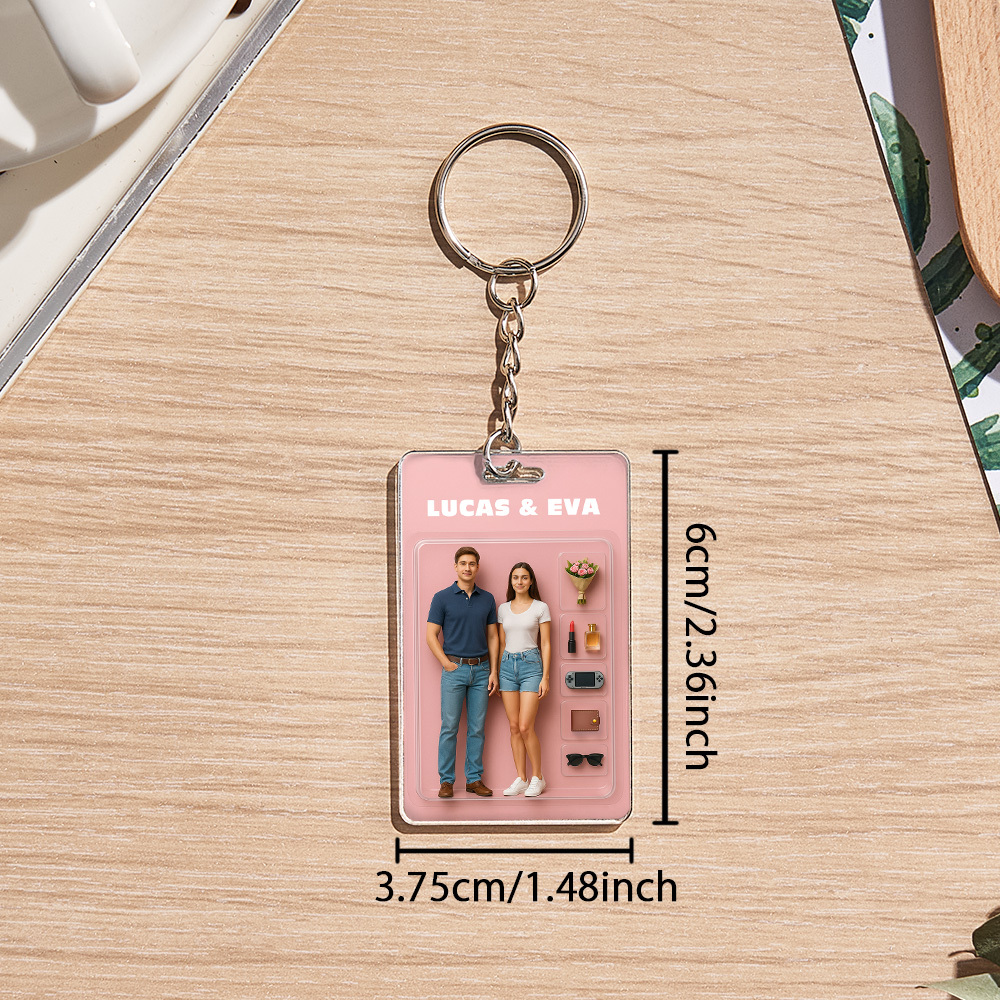 Custom Acrylic Keychains Personalized Couple Keyrings Sweet Anniversary Gift for Mr & Mrs' Matching Set - 