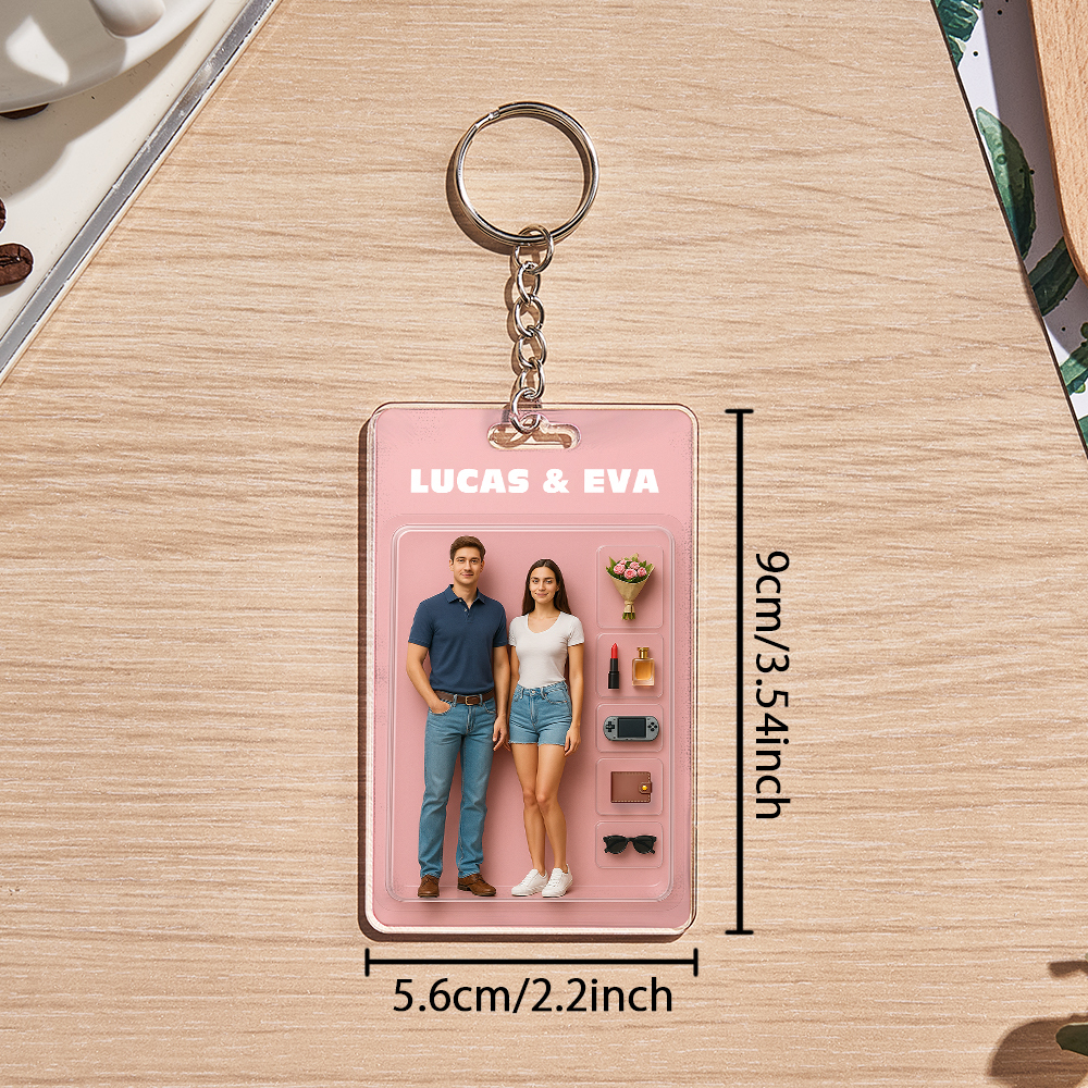 Custom Acrylic Keychains Personalized Couple Keyrings Sweet Anniversary Gift for Mr & Mrs' Matching Set - 