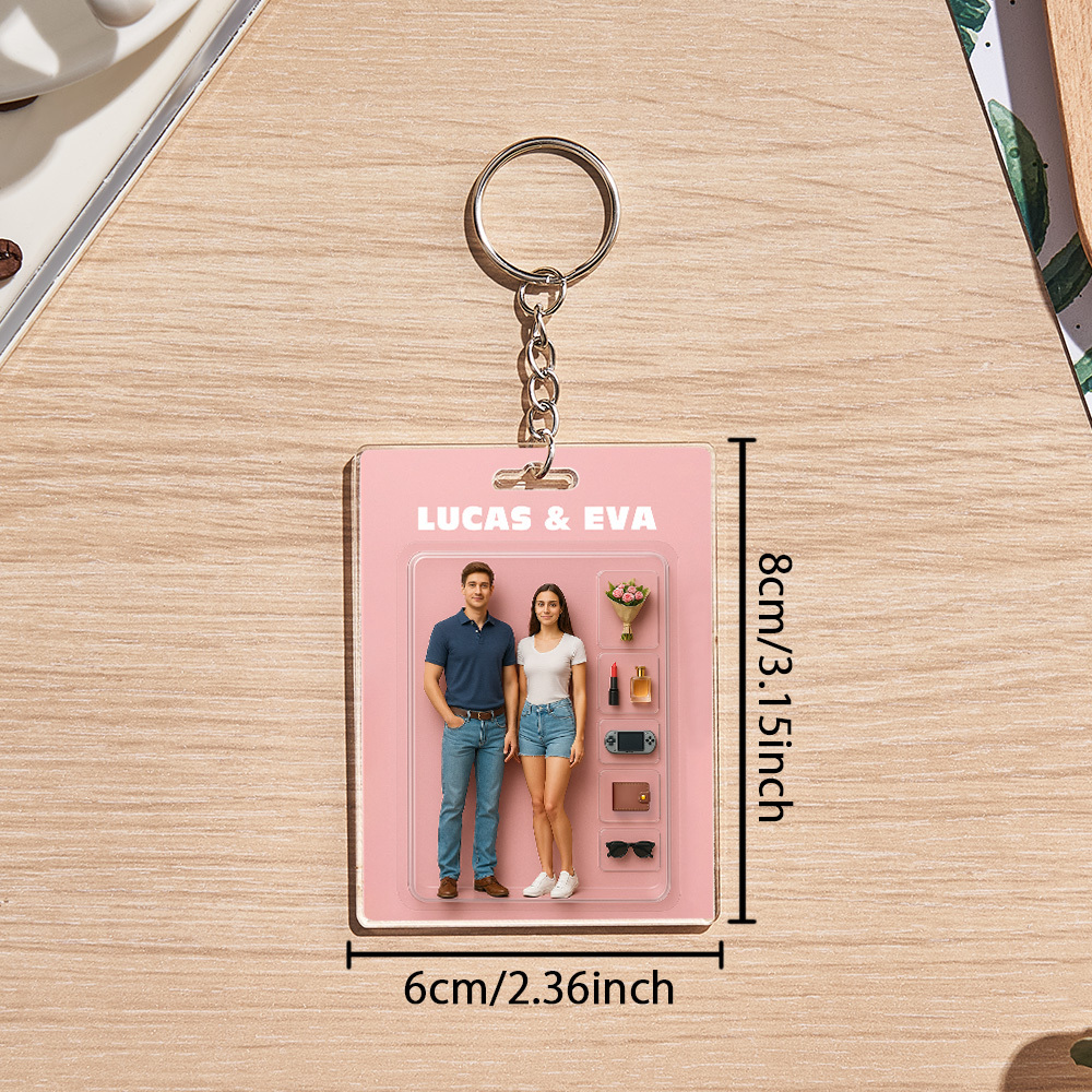 Custom Acrylic Keychains Personalized Couple Keyrings Sweet Anniversary Gift for Mr & Mrs' Matching Set - 