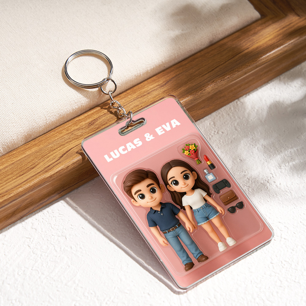 Custom Acrylic Keychains Personalized Couple Keyrings Sweet Anniversary Gift for Mr & Mrs' Matching Set - 