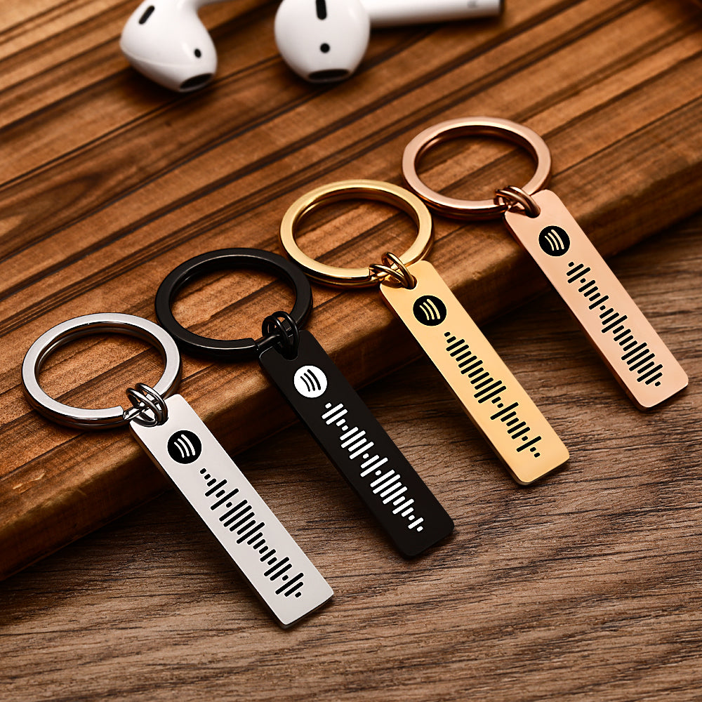 Custom Scannable Spotify Code Music Keychain Engraved Song Key Ring Sliver