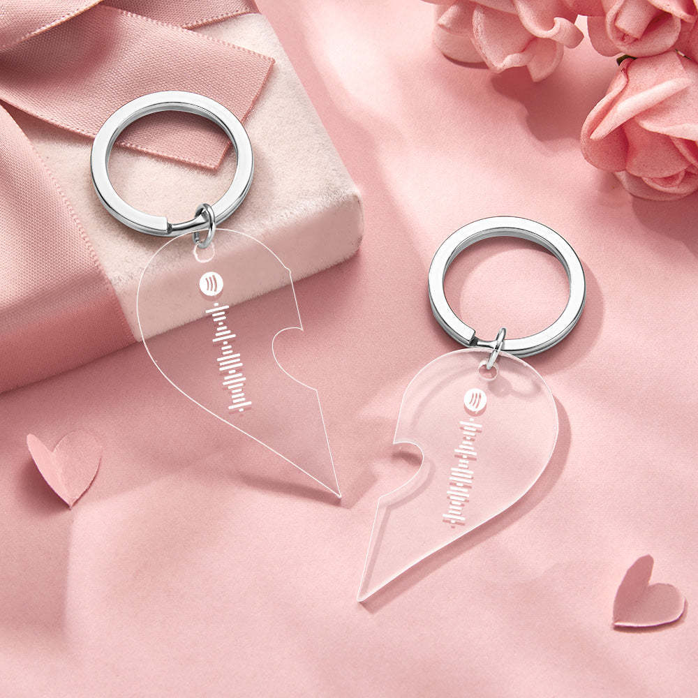 Custom Scannable Spotify Code Keychain Heart-Shaped Keychain Gift for Couple
