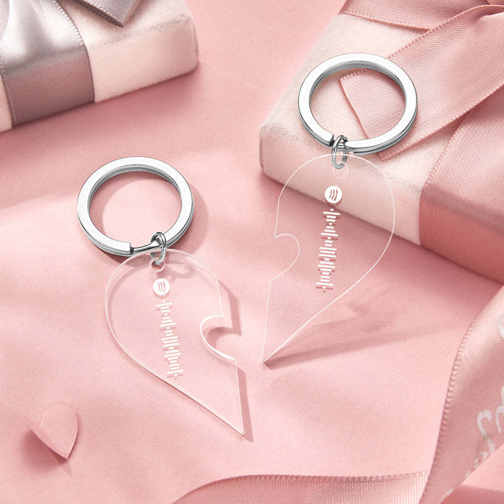 Custom Scannable Spotify Code Keychain Heart-Shaped Keychain Gift for Couple